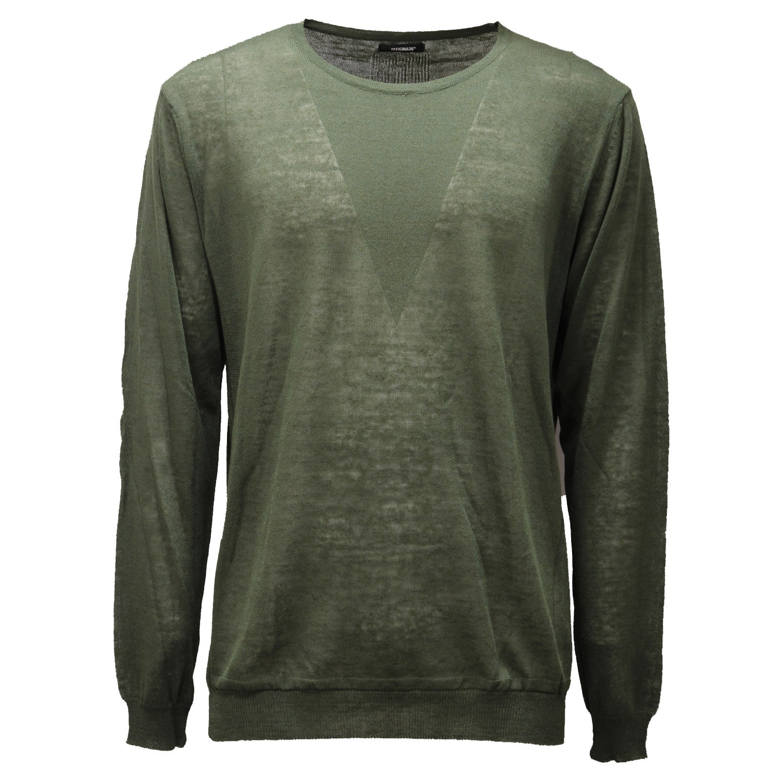 4308AD мужской свитер maglione uomo OFFICINA36 из вискозы/льна зеленого цвета