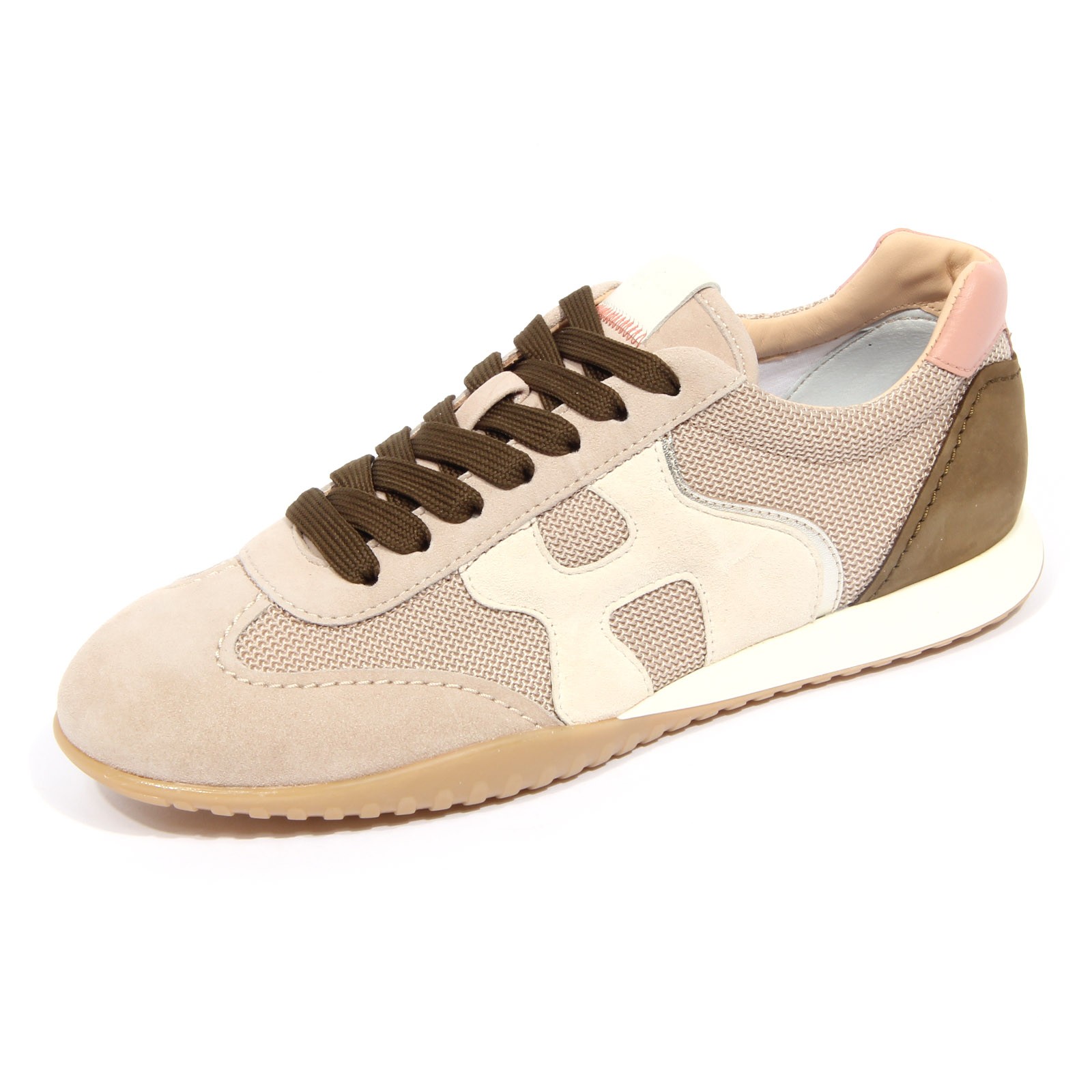 G4792 sneaker donna HOGAN OLYMPIA Z beige green pink suede