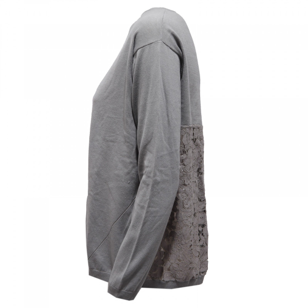 0001AB maglione donna SUN 68 grey aperto open on the back sweater woman