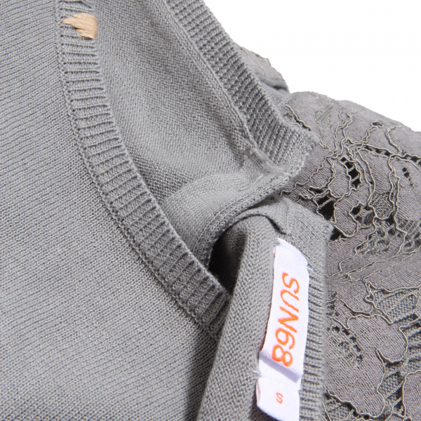 0001AB maglione donna SUN 68 grey aperto open on the back sweater woman