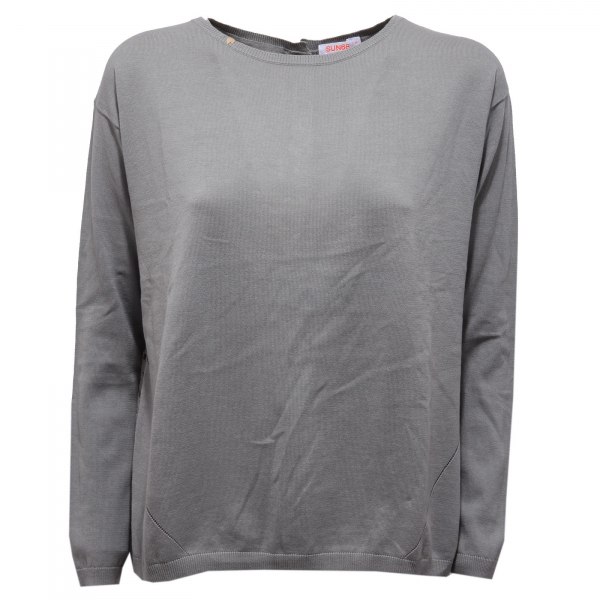 0001AB maglione donna SUN 68 grey aperto open on the back sweater woman