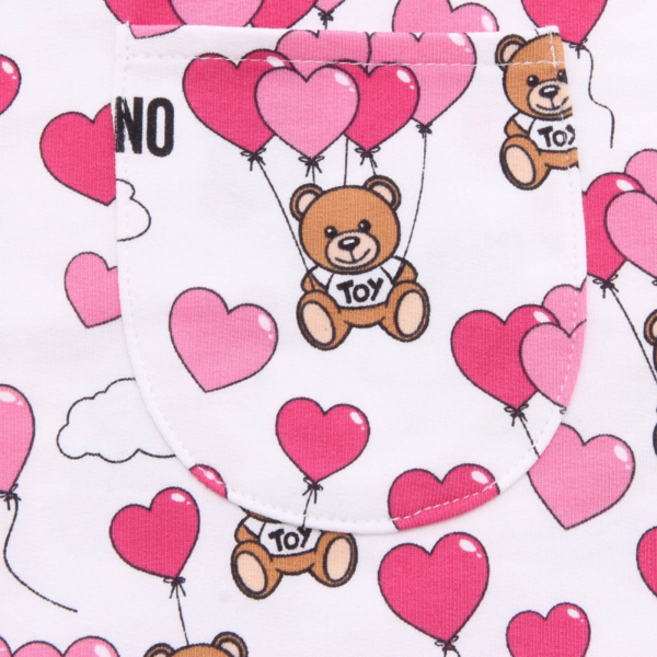 0006AH salopette bimba GIRL MOSCHINO white/pink cotton dungaree skirt