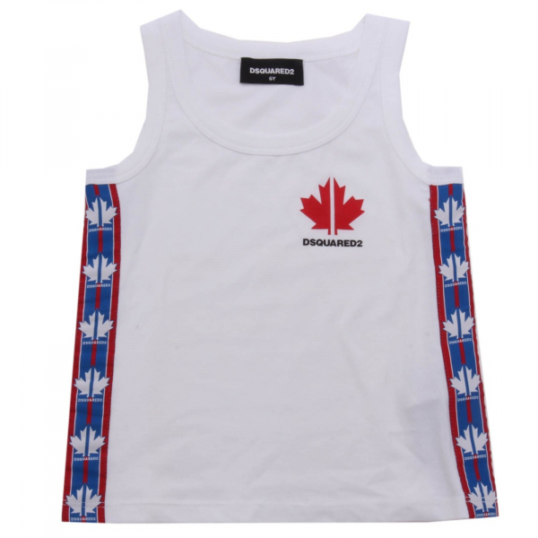 0014AH canotta bimba unisex  GIRL DSQUARED2 white printed cotton tank top