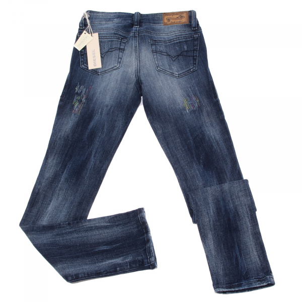 0016W jeans bimba DIESEL blu denim super slim stretch jegging pant kid