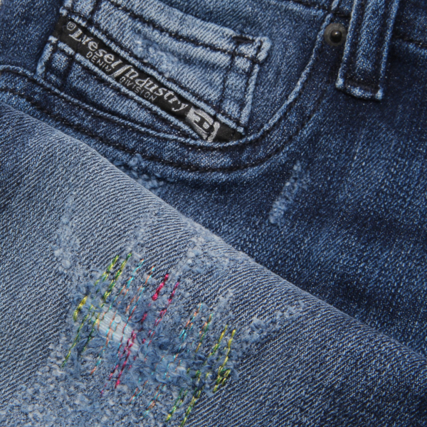 0016W jeans bimba DIESEL blu denim super slim stretch jegging pant kid