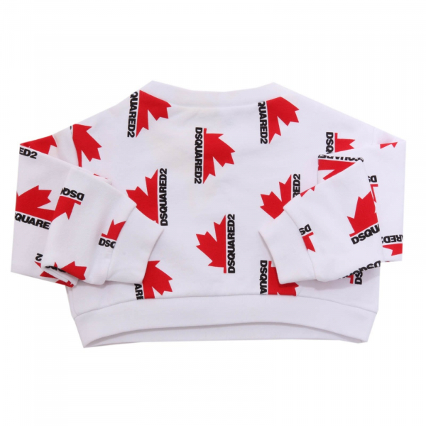 0021AH felpa bimba GIRL DSQUARED2 white/red printed cotton sweatshirt