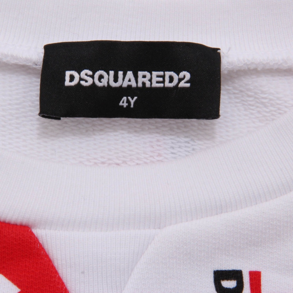 0021AH felpa bimba GIRL DSQUARED2 white/red printed cotton sweatshirt