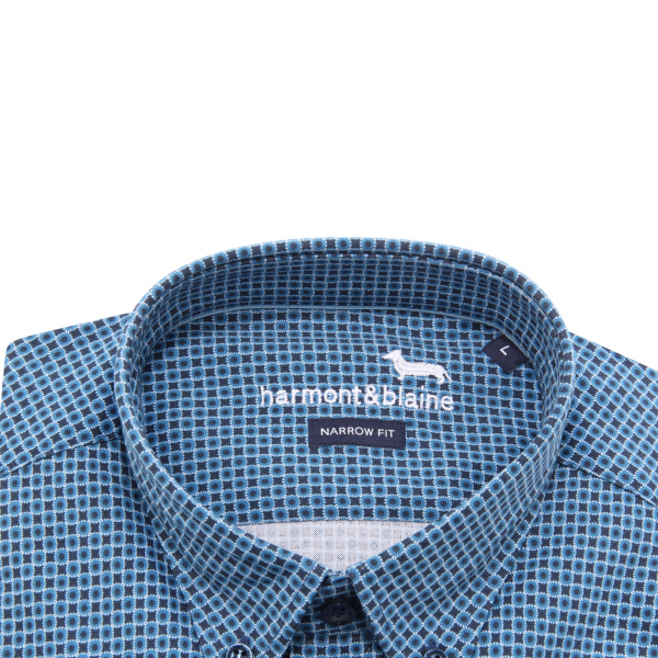 0023AQ camicia uomo HARMONT & BLAINE NARROW FIT man shirt blue