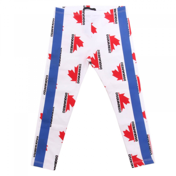 0030AH leggings bimba GIRL DSQUARED2 white/red printed cotton pant