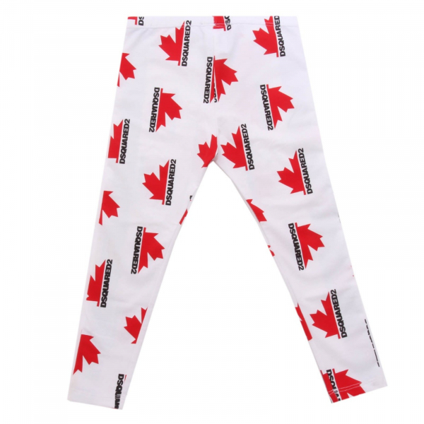 0030AH leggings bimba GIRL DSQUARED2 white/red printed cotton pant