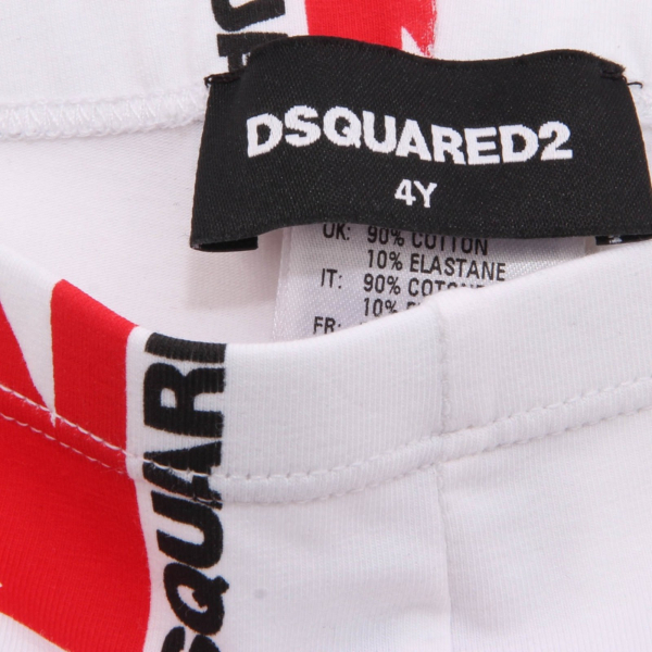 0030AH leggings bimba GIRL DSQUARED2 white/red printed cotton pant