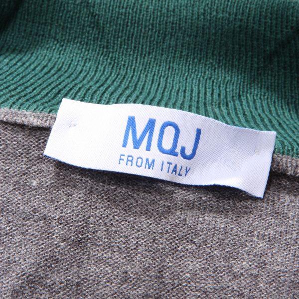 0036AG maglione uomo MQJ grey melange/blue wool blend half zip sweater man