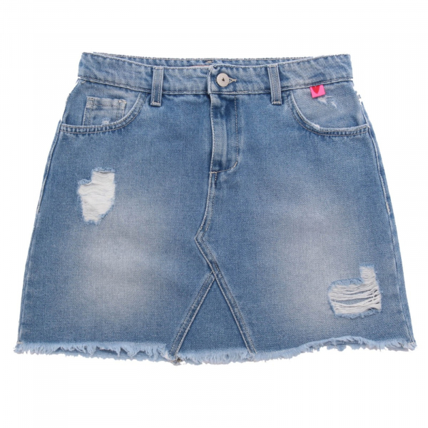0050AH gonna bimba GIRL LOVE THERAPY light blue denim cotton skirt