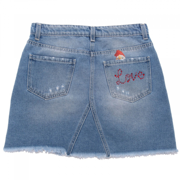 0050AH gonna bimba GIRL LOVE THERAPY light blue denim cotton skirt