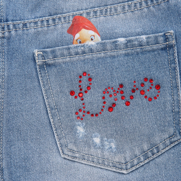 0050AH gonna bimba GIRL LOVE THERAPY light blue denim cotton skirt