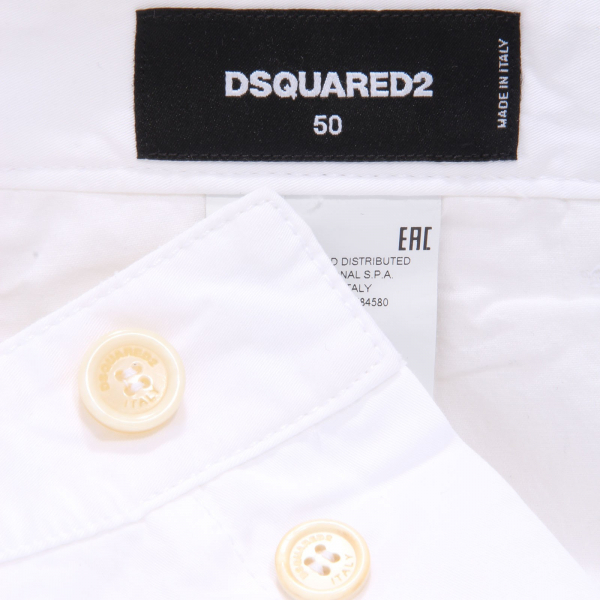 0066AF pantalone uomo DSQUARED2 white cotton trouser man