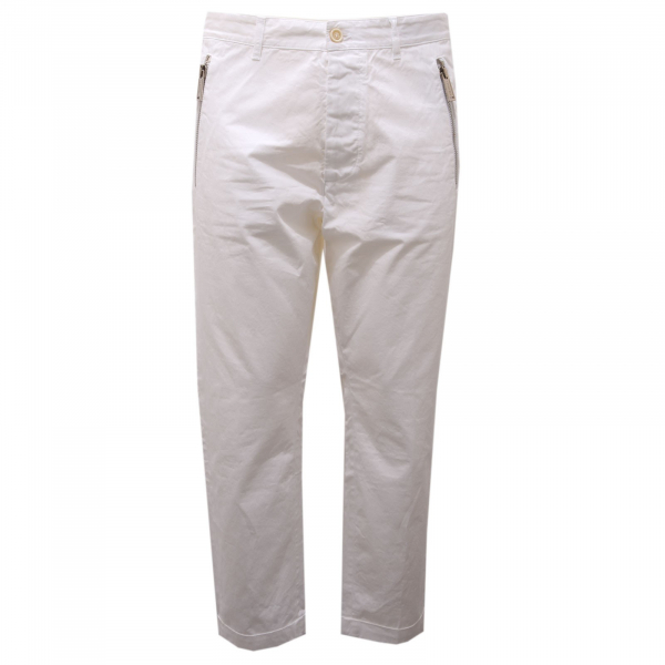 0066AF pantalone uomo DSQUARED2 white cotton trouser man