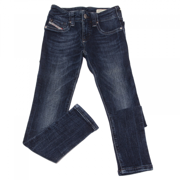 0072W jeans bimba DIESEL blu denim super slim stretch jegging pant kid