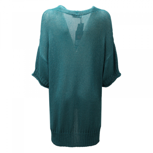 0089AE maxi cardigan donna TWIN-SET blue petroleum sweater women