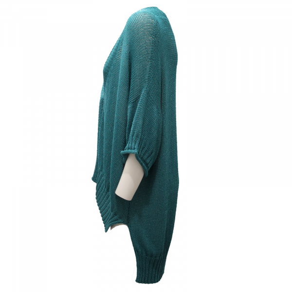 0089AE maxi cardigan donna TWIN-SET blue petroleum sweater women