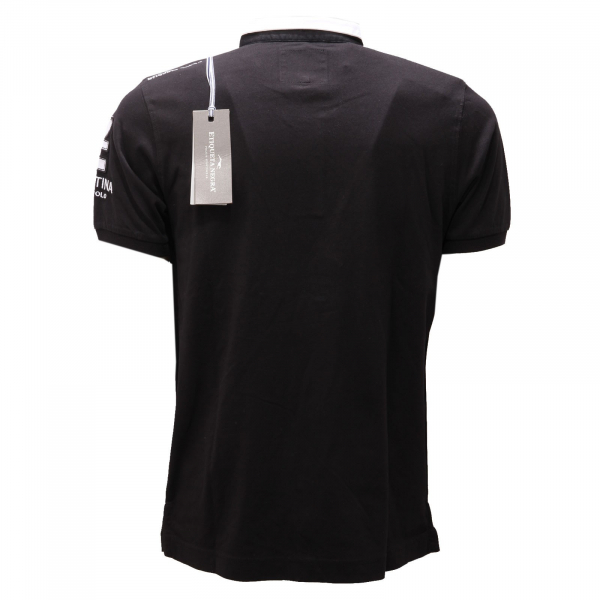 0090AD polo uomo ETIQUETA NEGRA cotton black polo t-shirt men