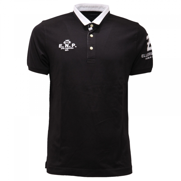 0090AD polo uomo ETIQUETA NEGRA cotton black polo t-shirt men