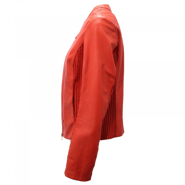 0106AE giubbotto donna MARIO BOSCARO red coral effect vintage leather women