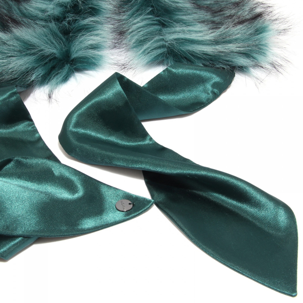 0126S collo donna LUCKYLU pelo ecologico fiocco verde scaldacollo scarf woman