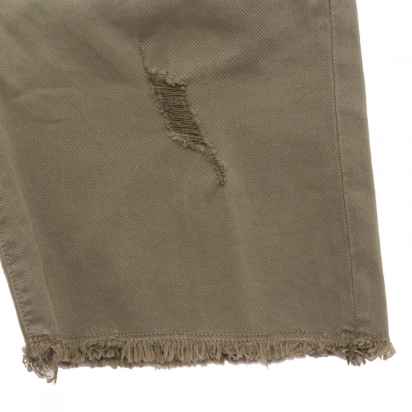 0150AH bermuda uomo OFFICINA36 green denim distressed shorts man