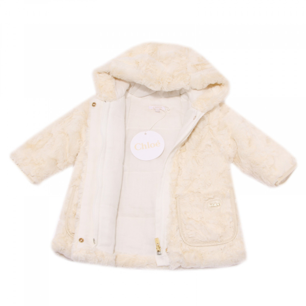 0202U cappotto bimba girl CHLOE' ecopelliccia avorio coat