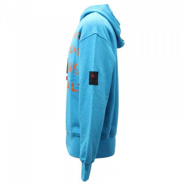 0206AI felpa uomo PEUTEREY PLURALS men cotton oversize sweatshirt turquoise
