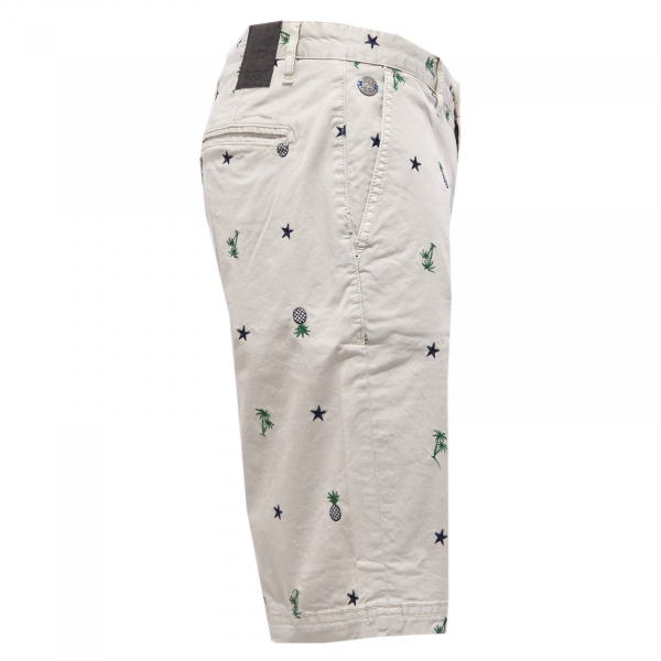 0227AB bermuda uomo FRED MELLO BEIGE cotton embroidery short pant