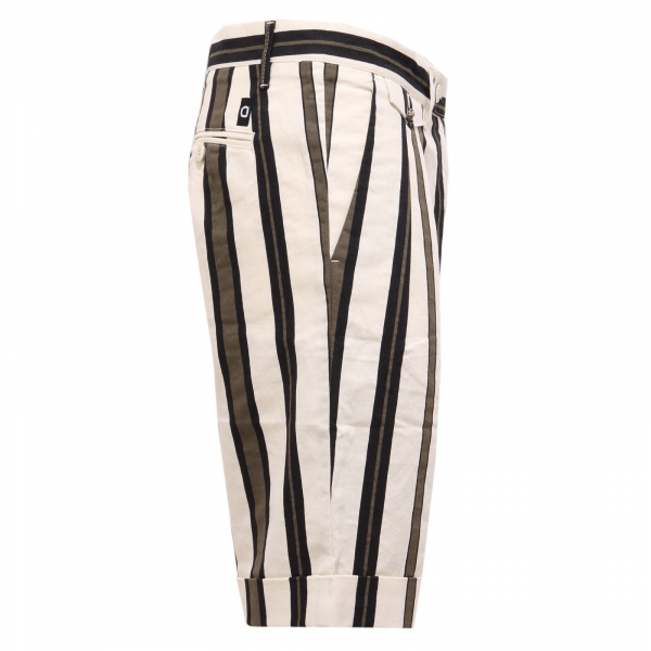 0286AB bermuda uomo OFFICINA36 beige/green/black stripes shorts man