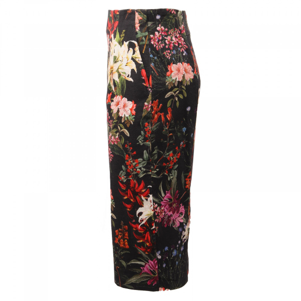 0287AE gonna donna MARELLA cotton black/flowers skirt women