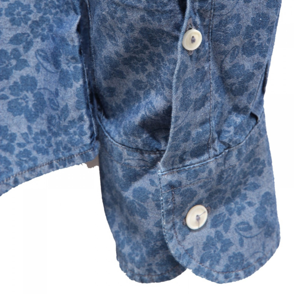 0298AI camicia uomo MC2 SAINT BARTH PAMPLONA men shirt cotton blue denim
