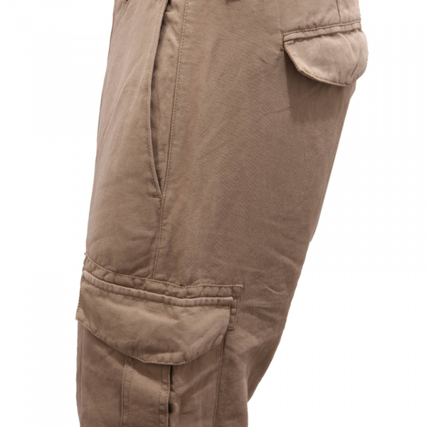 0341AH pantalone cargo uomo ELEVENTY brown cotton/linen pant man