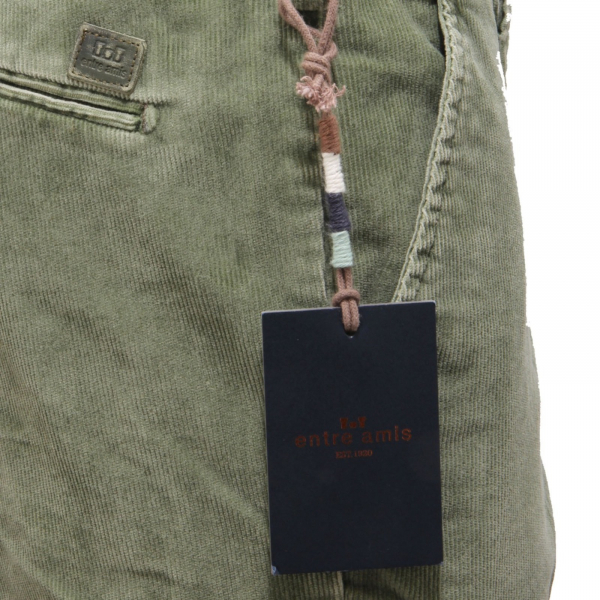 0378AL pantalone velluto a coste uomo ENTRE AMIS men corduroy trouser green