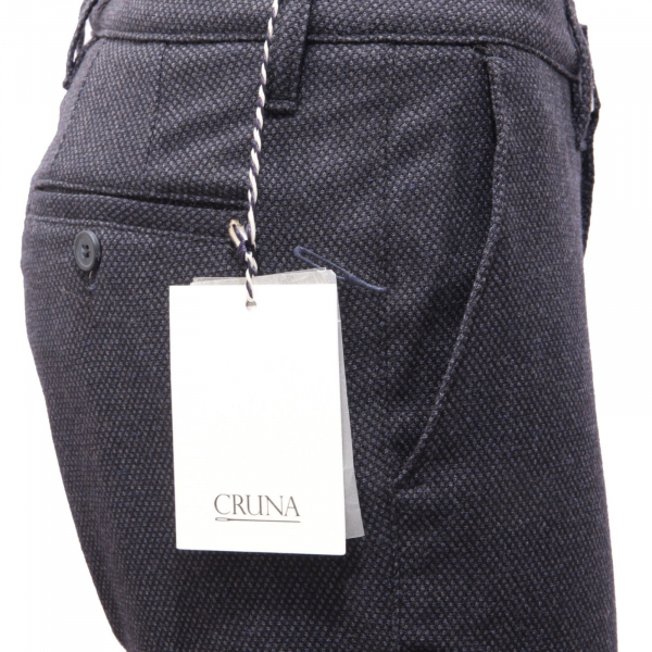 0393AL pantalone uomo CRUNA men NEW TOWN textured wool blend pants blue