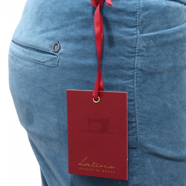 0590AF pantalone donna LATINO' NEW CARLOTTA velvet light blue pant woman