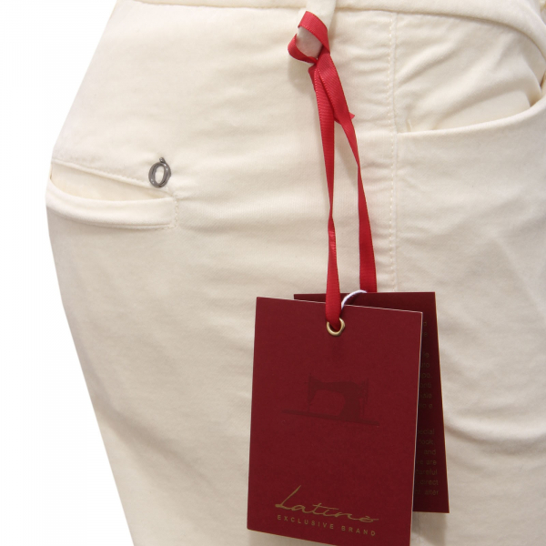 0598AF pantalone donna LATINO' NEW CARLOTTA velvet off white pant woman