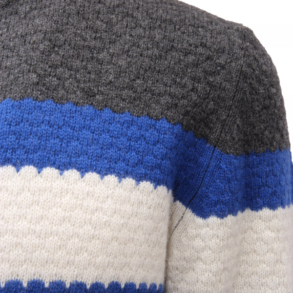 0604AG maglione uomo WOOL & CO grey/bluette wool blend sweater man
