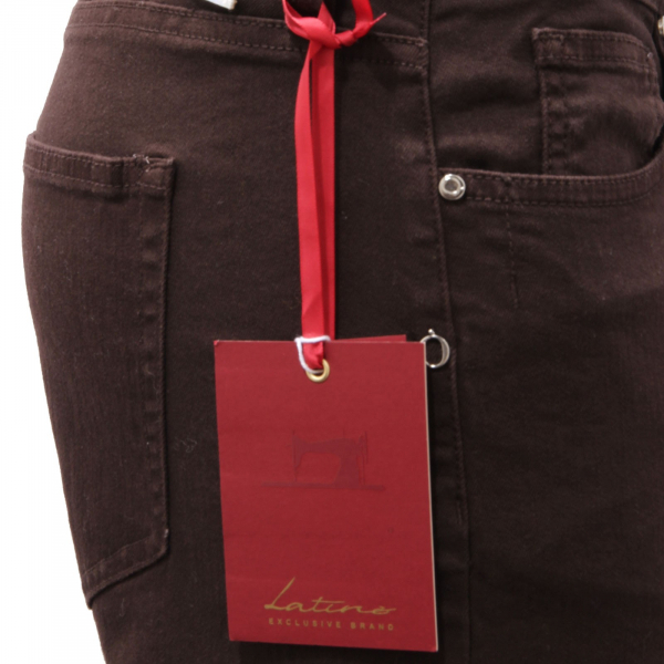 0615AF pantalone donna LATINO' LUCILLA brown cotton pant woman