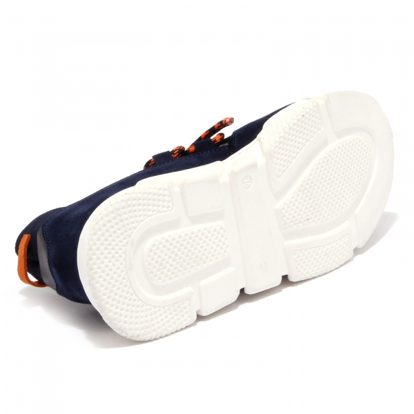 0657AB scarpa bimbo BOY PAOLO PECORA slip on suede/tissue blue sneaker