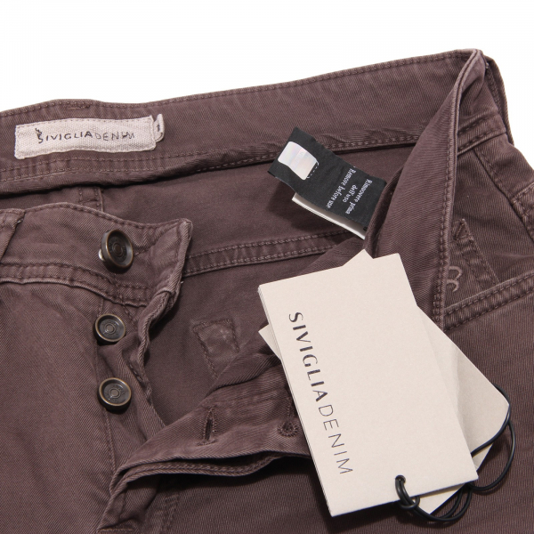 0658K pantalone uomo SIVIGLIA DENIM jeans brown delave' cotton trouser man