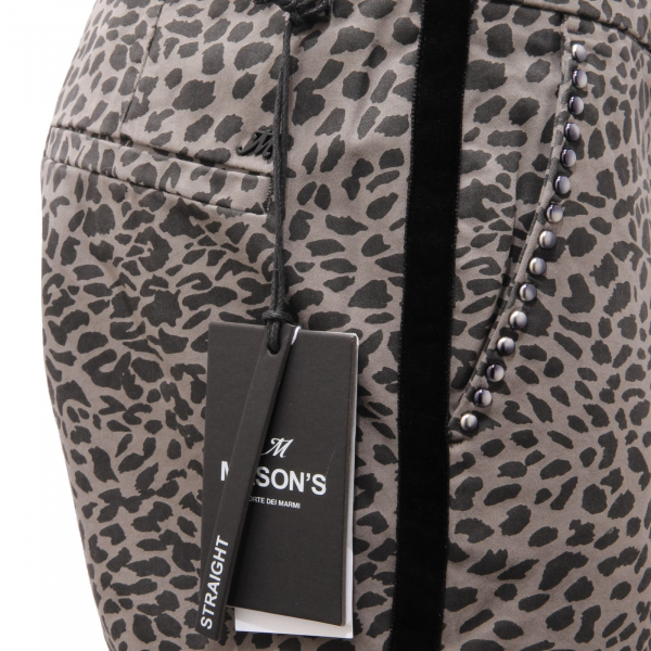 0666AF pantalone donna MASON'S NEWYORK grey/black cotton pant woman