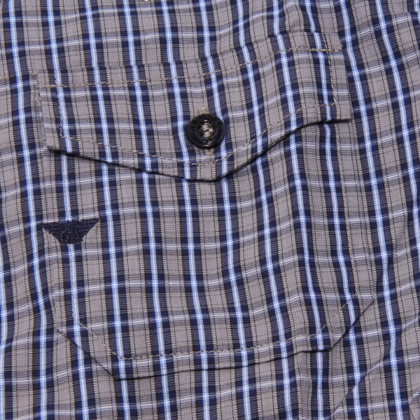 0722T camicia bimbo ARMANI JUNIOR grigio-blu manica lunga shirt kid