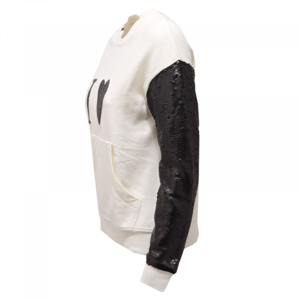 0729AC felpa donna SUN 68 WHITE / BLACK paillettes sweatshirt women