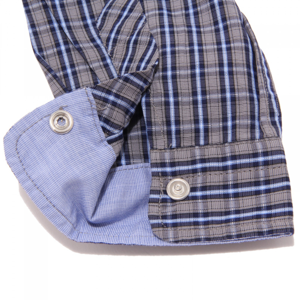 0733T camicia quadri bimbo ARMANI JUNIOR grigio-blu manica lunga shirt kid
