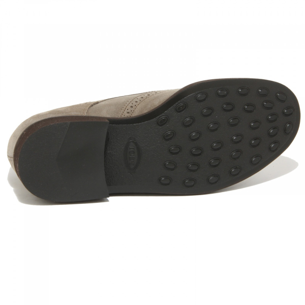 0753O scarpa allacciata TOD'S BUCATURE GOMMA tortora scarpe uomo shoes men