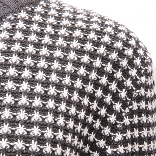 0771AG  maglione uomo WOOL & CO dark grey/white cotton embroidery sweater men